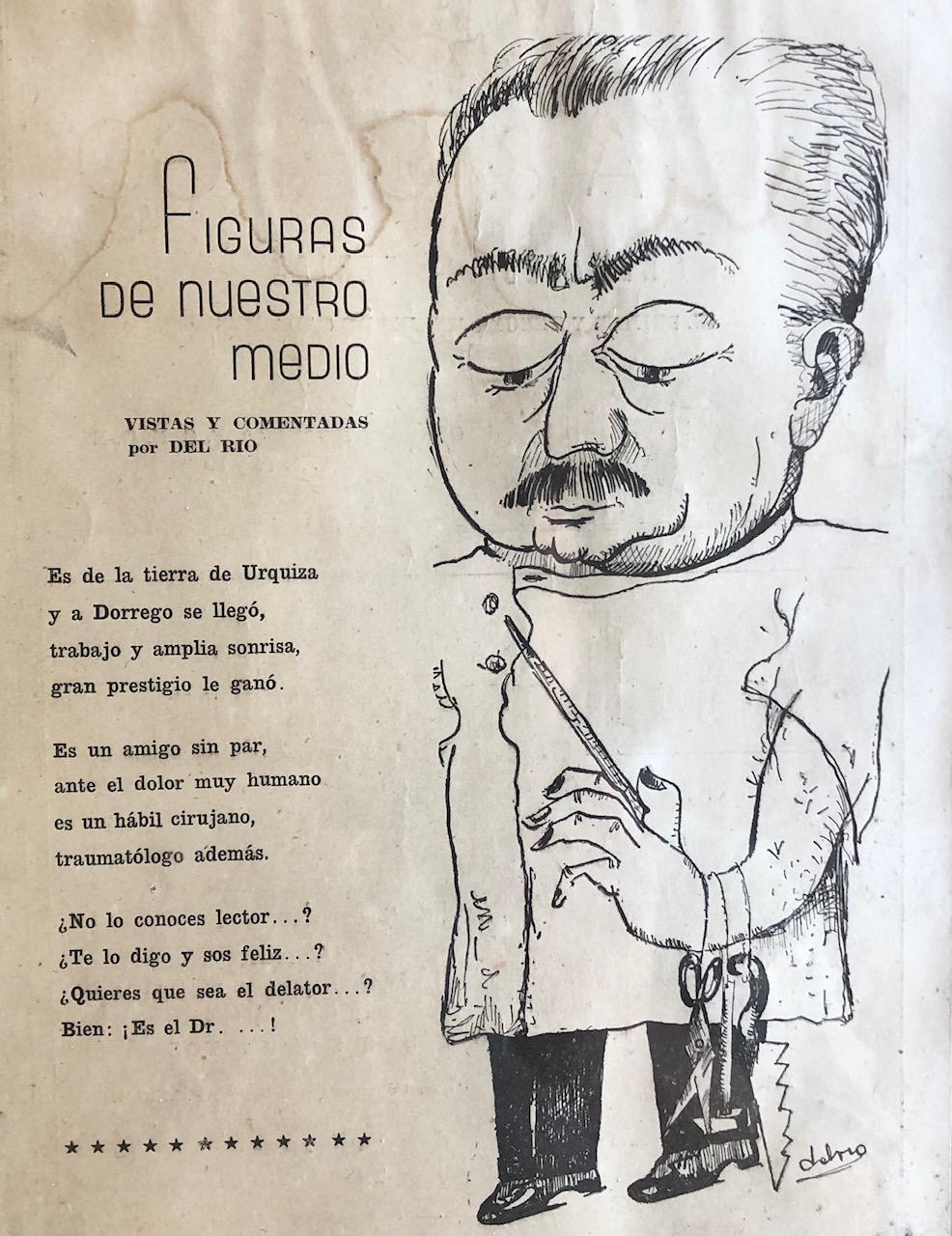 Caricatura de revista Dr. Mosovich por Del Rio.